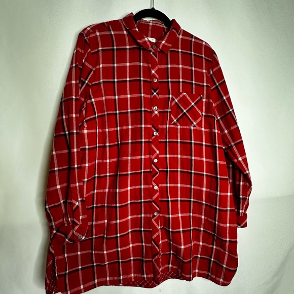 J. Jill Red and Black Flannel Button Down Shirt - Picture 2 of 7